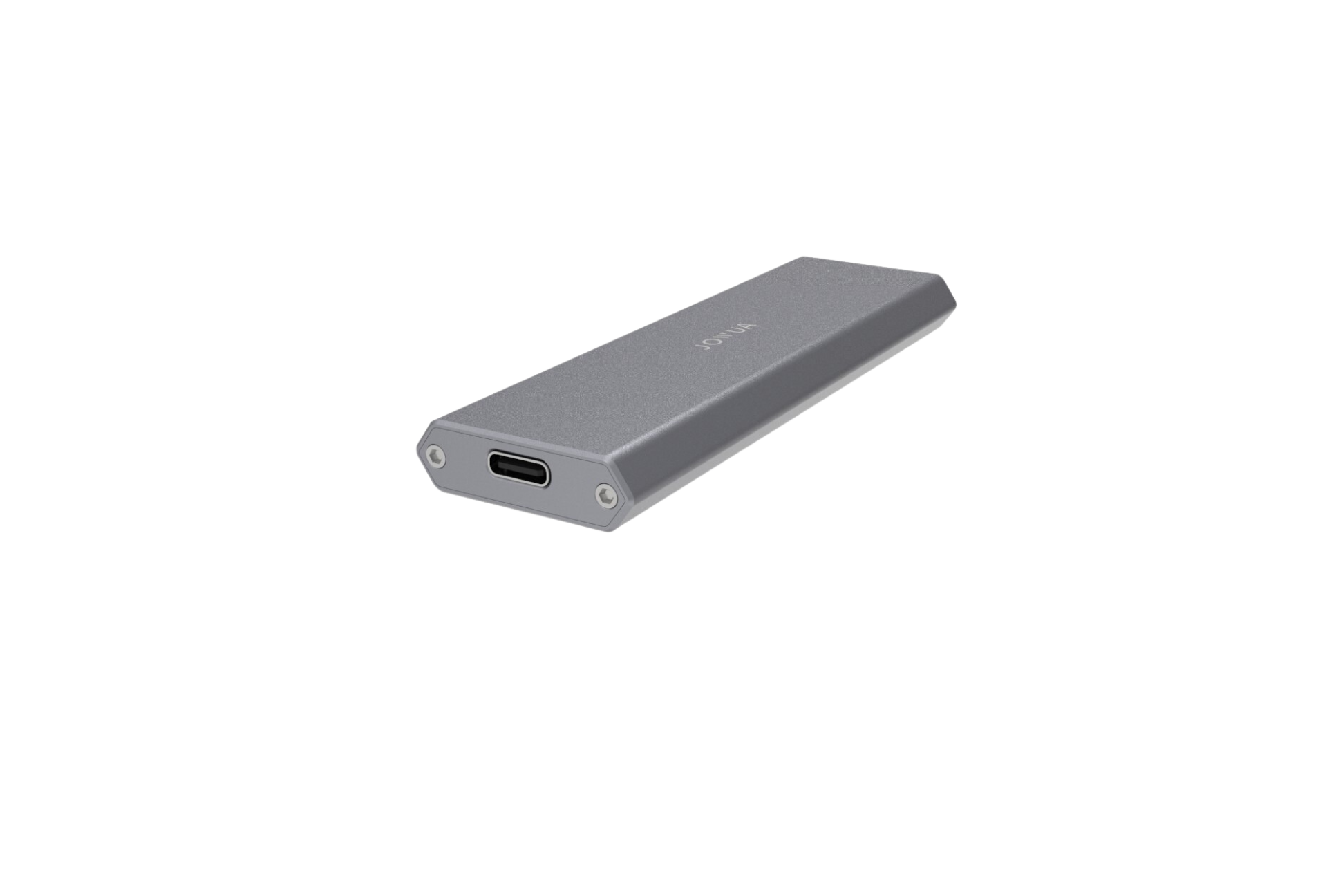 一塊適用於 Tesla Steam & DashCam 高速儲存 1TB 的光滑灰色 SSD,配有 USB-C 端口,傾斜地放在白色背景上。頂部印有品牌名稱 JOWUA Taiwan,承諾閃電般的 10Gbps 數據傳輸速度。.