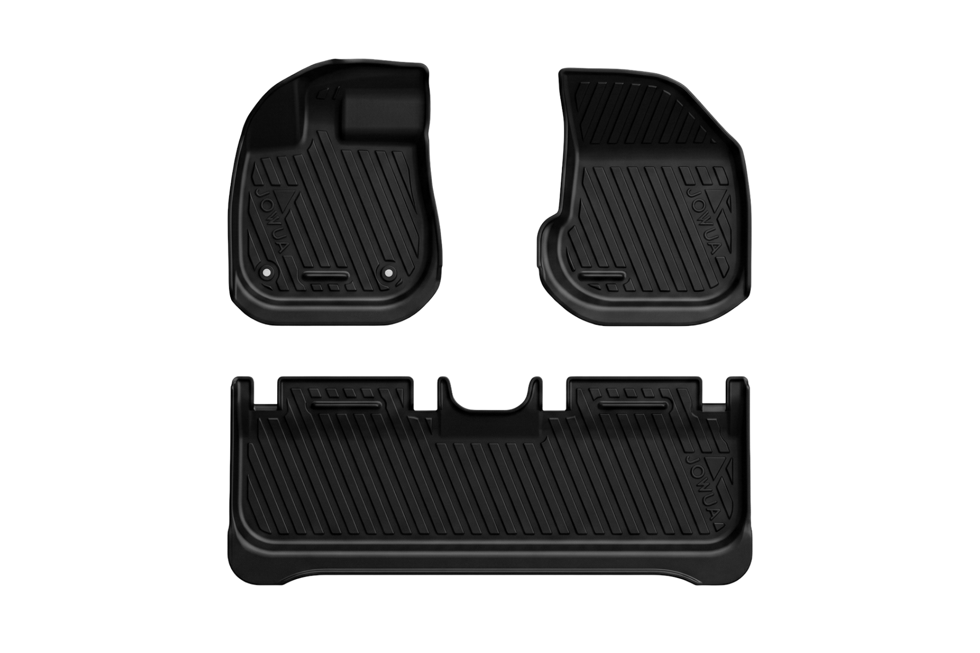 JOWUA Taiwan 立體防水腳踏墊 (Foxtron Bria) 含兩片前座及一長後座墊,專利止擋收納設計,立體高邊及防滑紋路,有效防護並鎖住髒污與濕氣,適合各種天候使用。.