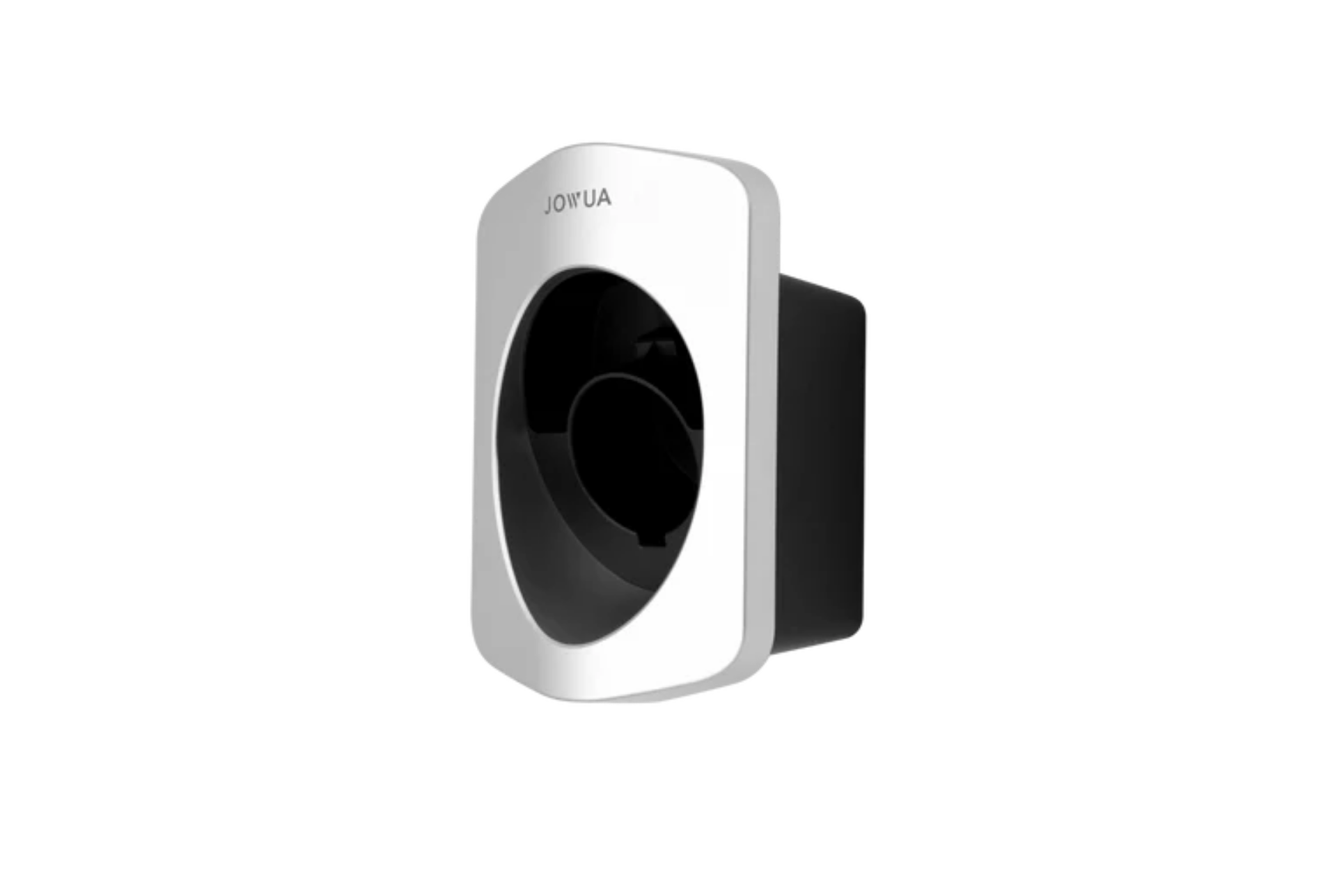 掛牆式黑白 JOWUA 台灣槍線固定整理器 (CCS2 / CCS1 / NACS) 專為整齊整理您的電動車充電器或充電槍座電纜而設計。.