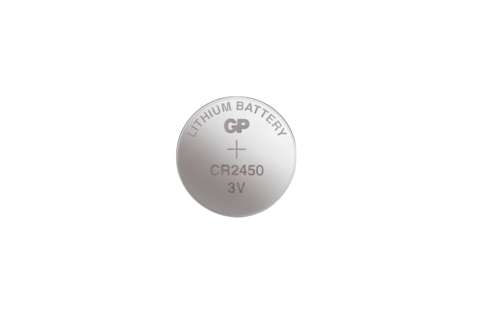 JOWUA 台灣 CR2450 一次性鈕扣電池的特寫,標籤為“LITHIUM BATTERY GP CR2450 3V”,背景為光滑的黑色,凸顯其強悍的耐久性。.