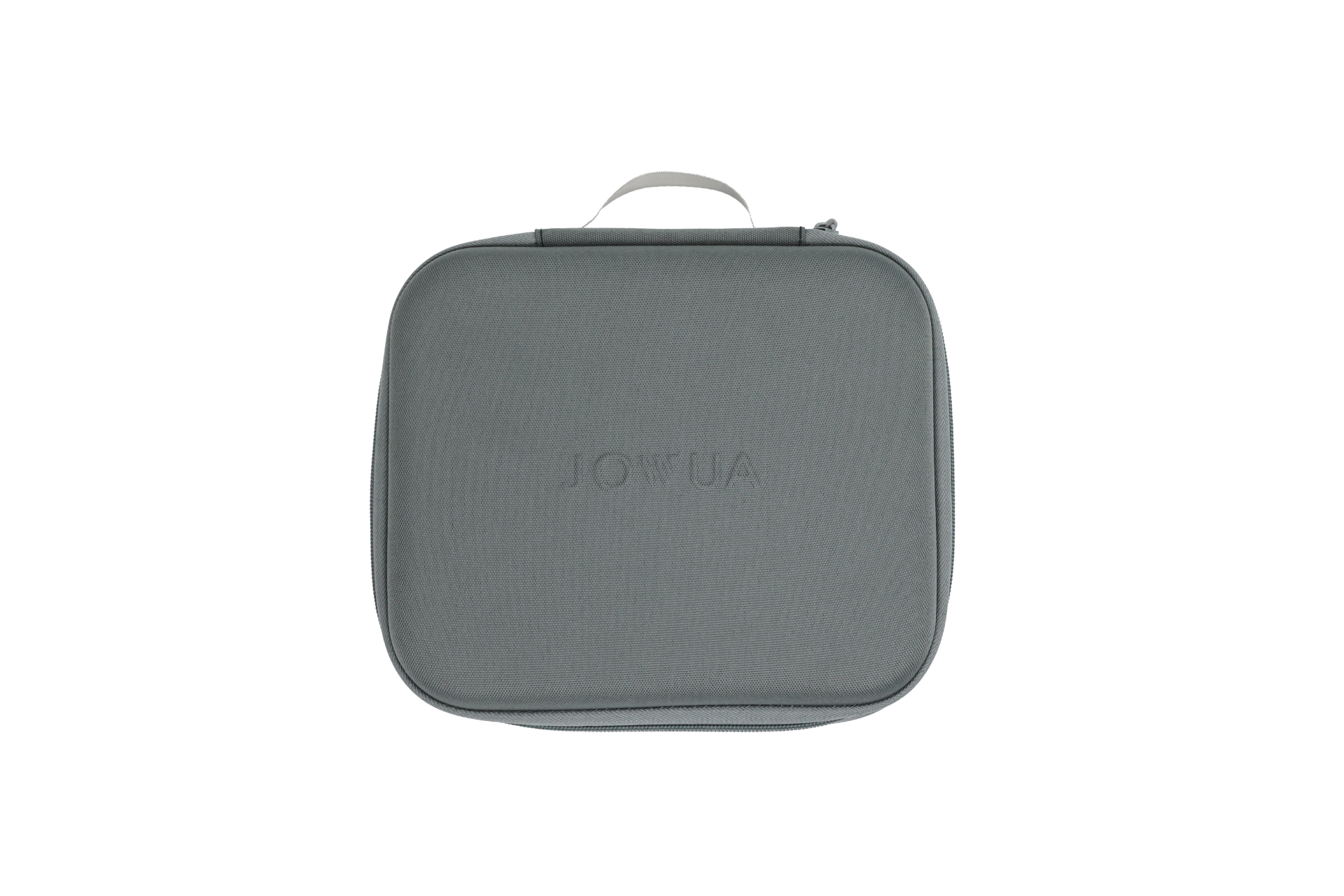 JOWUA台灣CCS1快慢充萬用組是一款灰色長方形手提箱,帶有頂部手柄和拉鍊,設計用於存放CCS2至CCS1適配器。它具有壓紋文字,可提供整潔的存儲空間以滿足您的充電需求。.