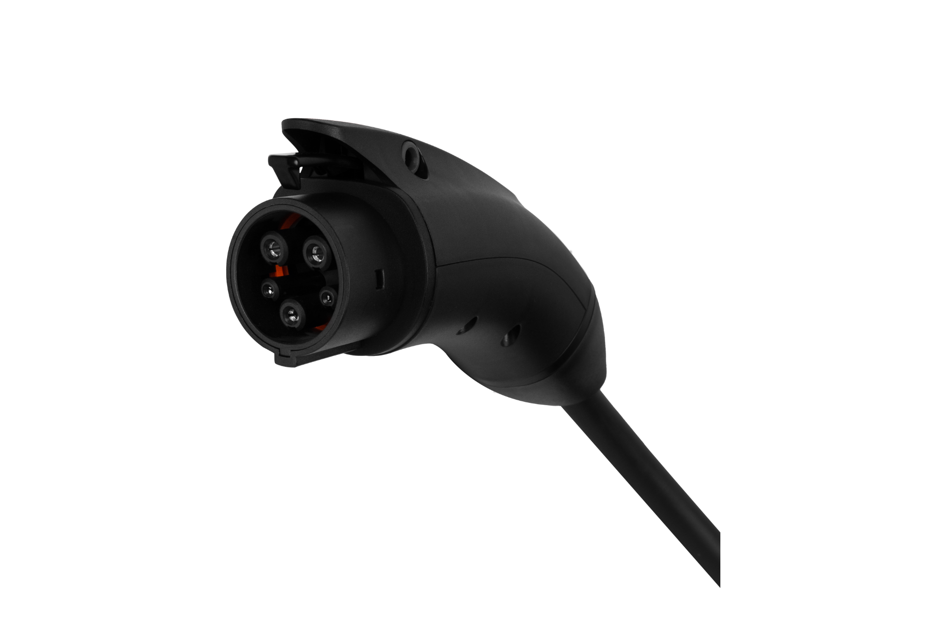 JOWUA 台灣雙用行動充電器 (J1772/PHEV) 9.6kW|NEMA 14-50/6-20轉接器組合採用黑色 J1772 連接器,圓形手柄及四個針腳,加上 IP55 防塵防水保護,提供可靠的電動車充電。.
