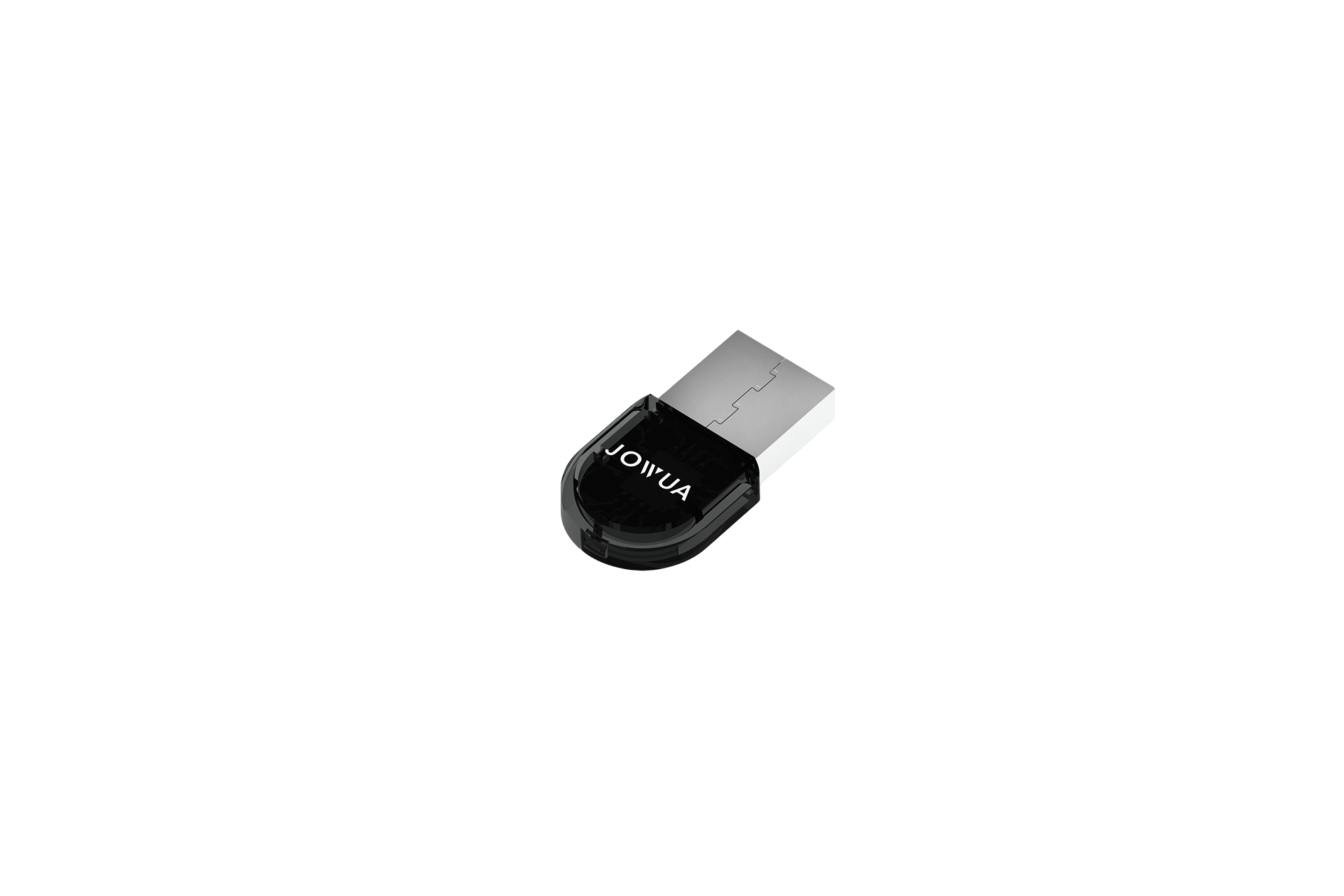 JOWUA 台灣推出的一款黑色 USB 無線接收器,以白色作為其品牌標誌,結合了可見的 USB 連接器和緊湊而時尚的設計,便於攜帶,非常適合與 Jowua 操縱桿控制器配對。.
