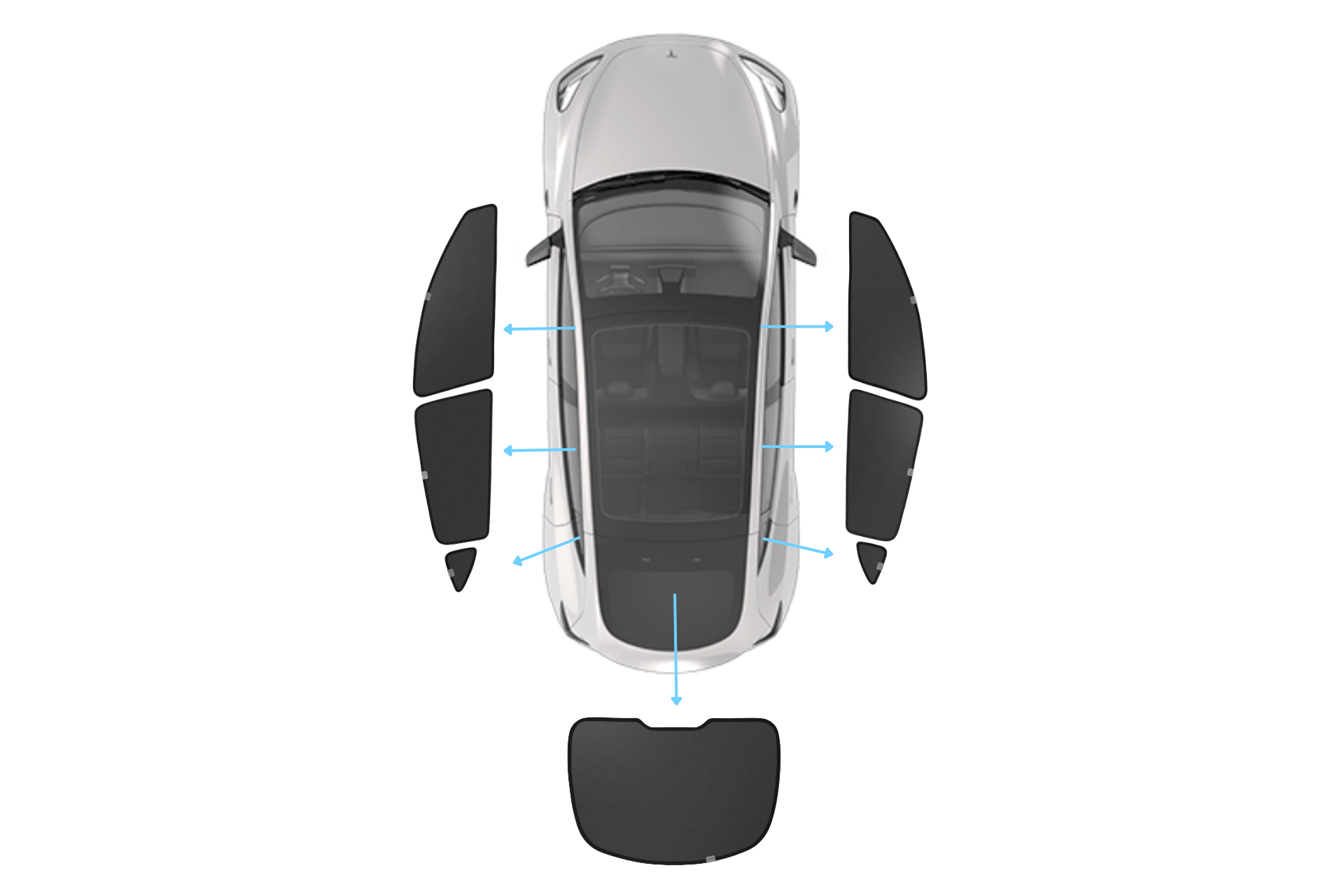 側窗＋尾門遮陽簾(Model Y)