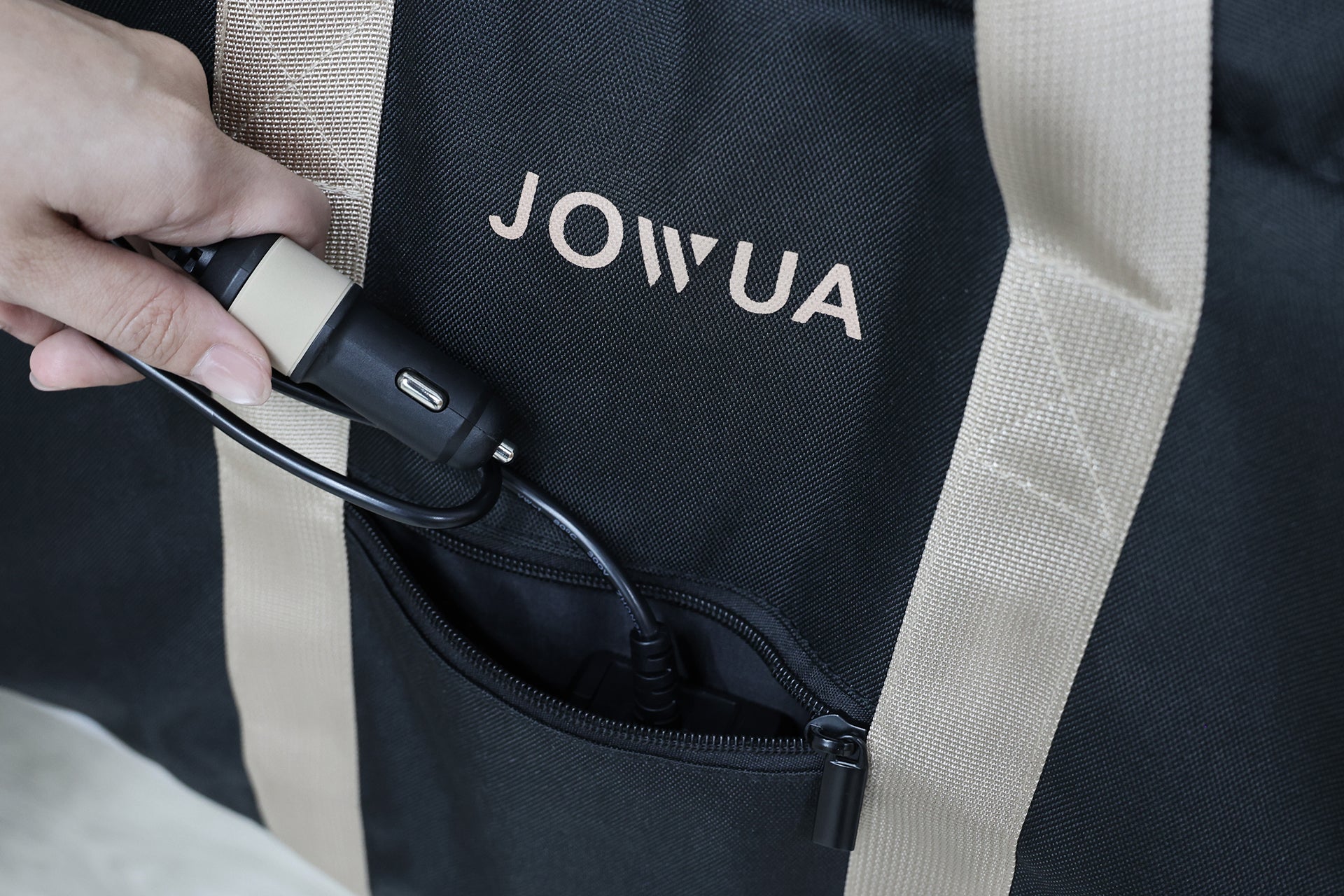 JOWUA Taiwan 前車廂 & 滑板車專用收納袋, 33L大容量, 黑色配米色肩帶-ideal for特斯拉前車廂收納.